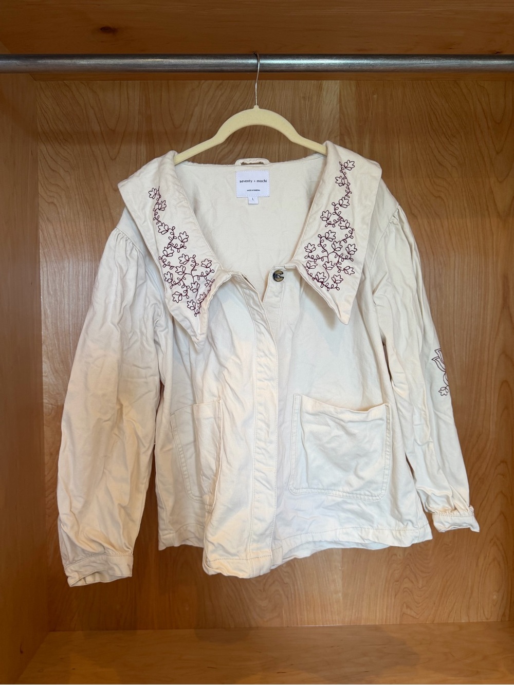 Cream embroidered collar jacket - womens jacket & coat